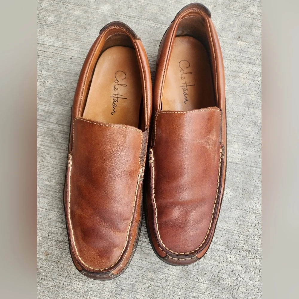 Cole Haan Men's Slip On Shoes Tucker Venetian Q1 Smooth Leather Comfort Size: 10